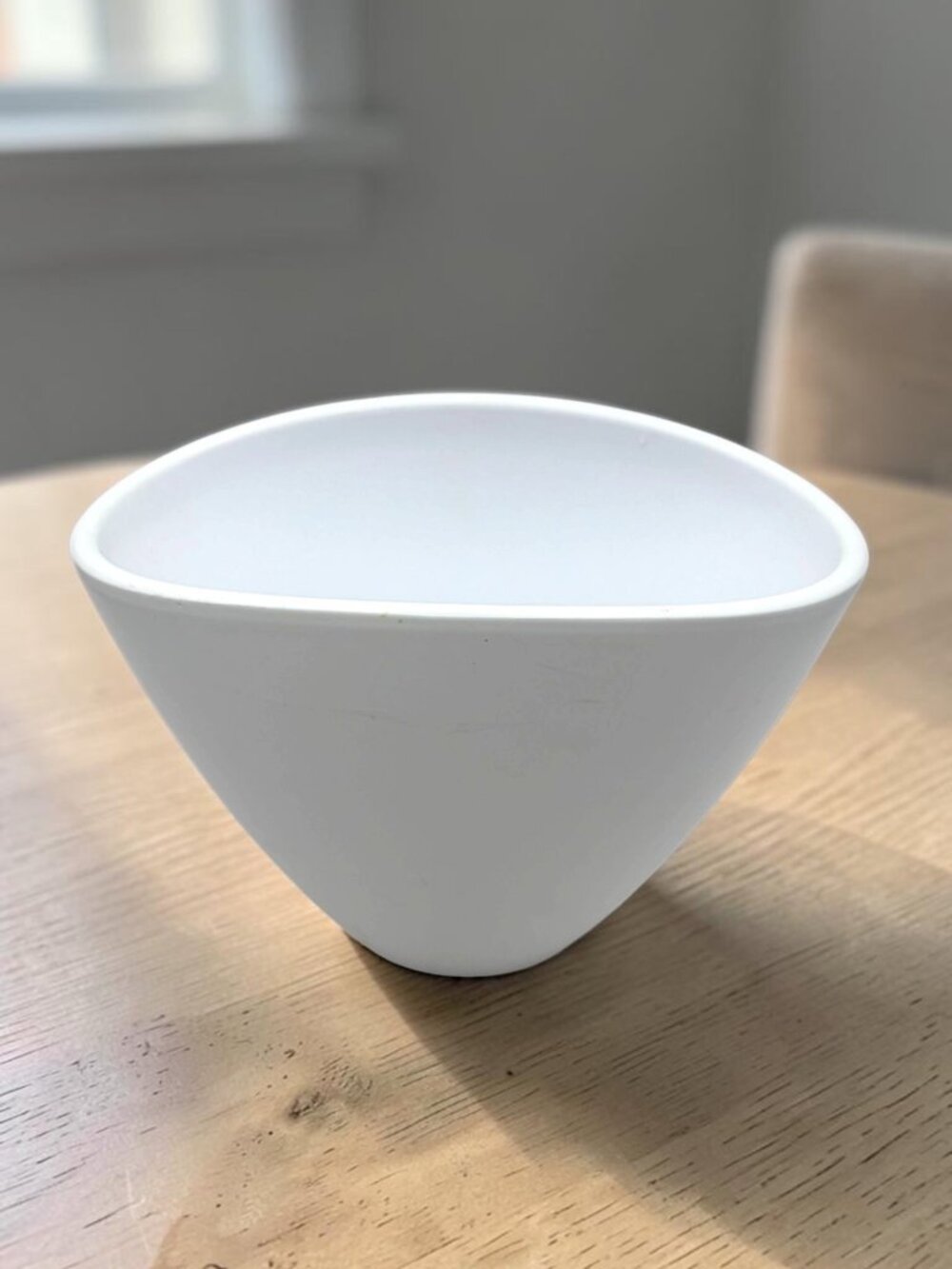 Vintage German White Ceramic Oval Planter Cachepot Modern Minimalist 8.75"
